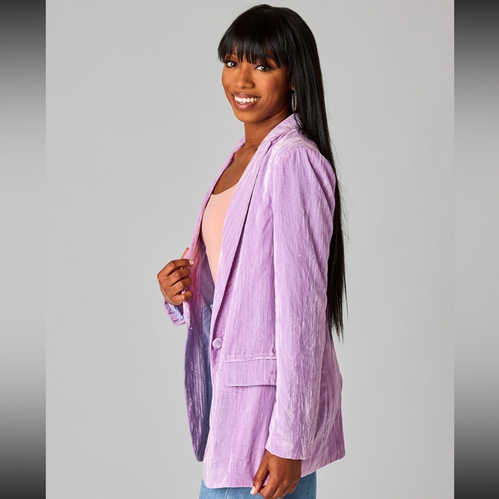 BuddyLove lavender crushed velvet blazer. Size Medium
